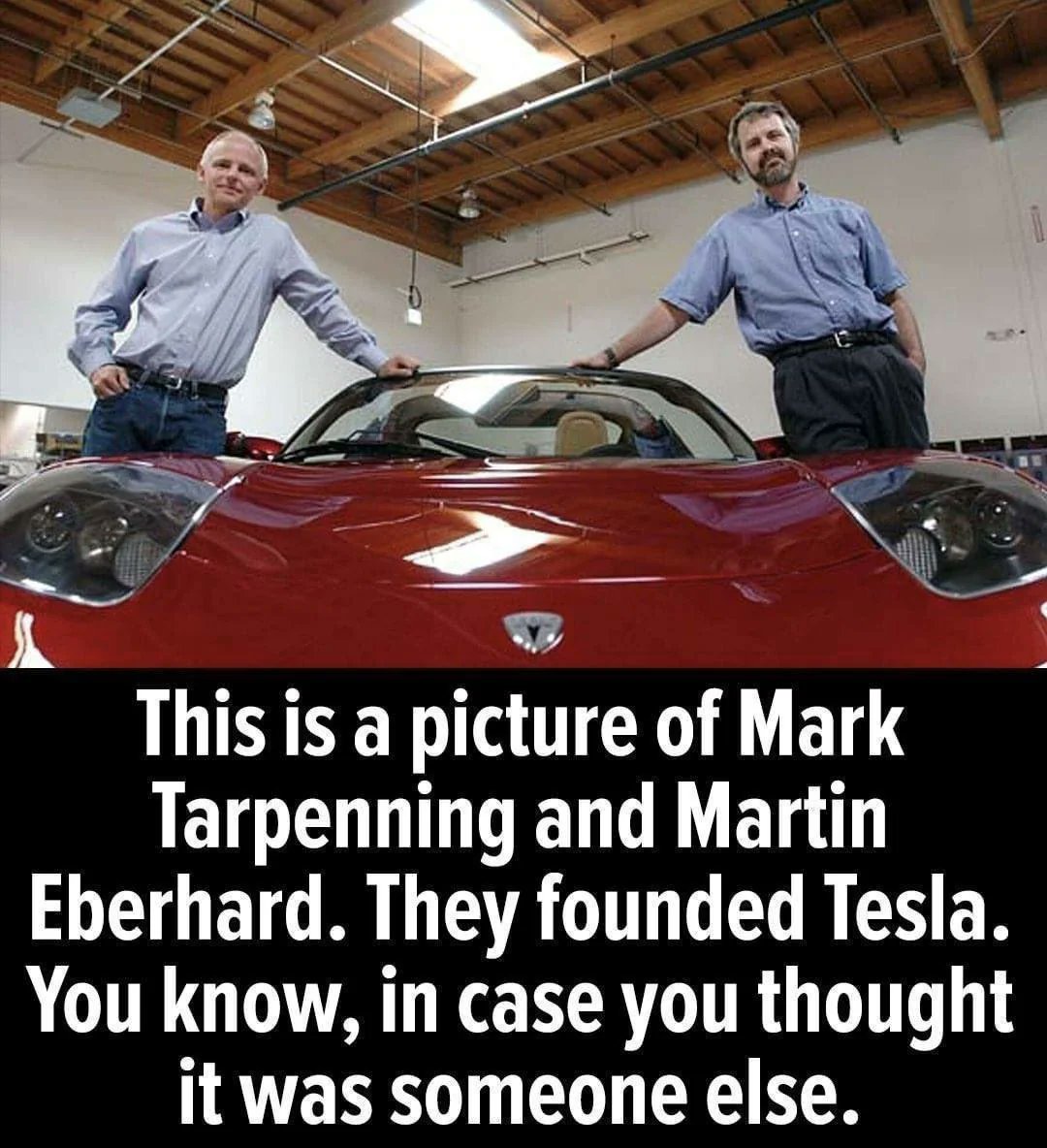 ask_aubry's tweet photo. Actual founders of Tesla who didn't have to sue to get the title. https://t.co/ra9xOgcwA5