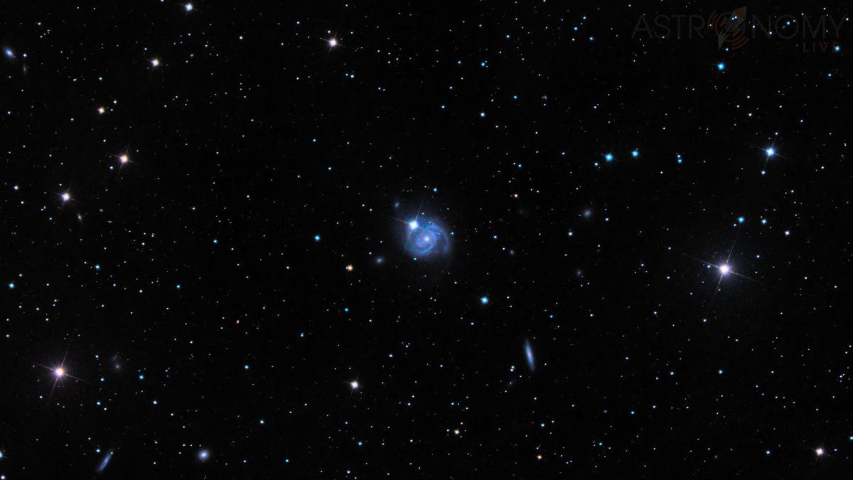 Dwarf planet Ceres in front of spiral galaxy M100 this evening! Captured with T71 on @iTelescope_Net. 4x300s Luminance, 3x120s RGB.