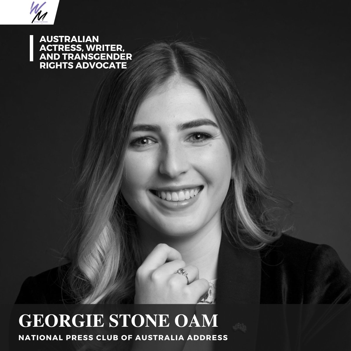 UPCOMING: @georgiestone16 OAM, Australian actress, writer and transgender rights advocate, will make her Address to the National Press Club of Australia. This Address is in partnership with @WIM_Aus. Purchase your tickets now!