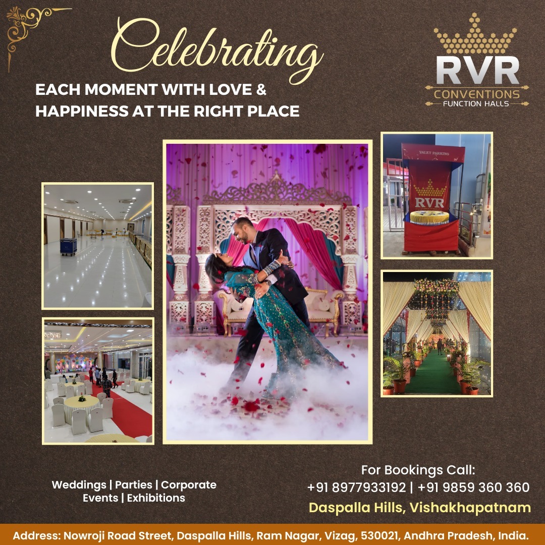 RvRConventions's tweet photo. Celebrating
EACH MOMENT WITH LOVE &amp; HAPPINESS AT THE RIGHT PLACE

"The First Luxurious Convention Hall In VISAKHAPATNAM.

Weddings | Parties | Corporate

For Bookings, Contact: +91 8977933192 | +91 8977013765. Daspalla Hills.
Visit our website for more: https://t.co/UkNvcWT6Vc https://t.co/L1HxGH3rG0