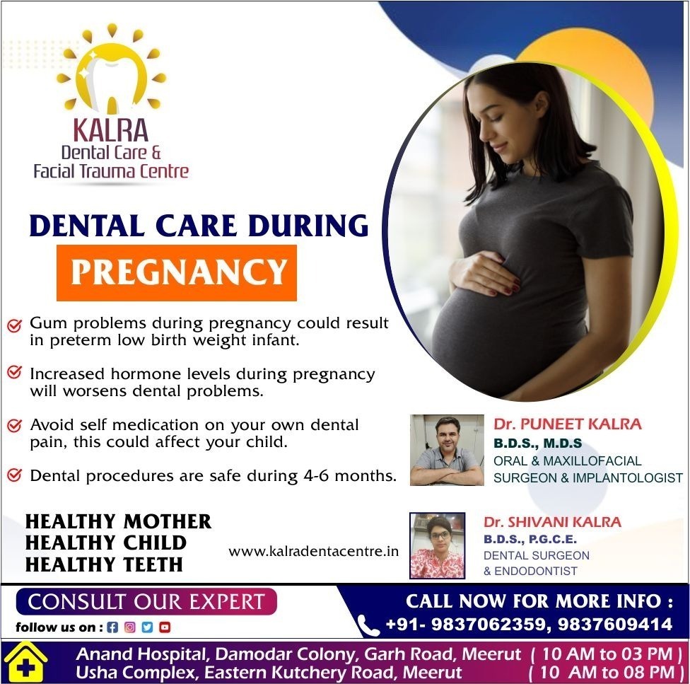 DrPuneetKalra's tweet photo. DENTAL CARE DURING PREGNANCY

👉Gum problems during pregnancy could result in preterm low birth weight infant.

#OralSurgeonInMeerut #toothextraction #toothache #toothproblem 
#OralSurgeonInMeerut #MaxillofacialSurgeonInMeerut
#DrPuneetKalra #DrShivaniKalra #KalraDentalCare https://t.co/2ezwdnUlrM