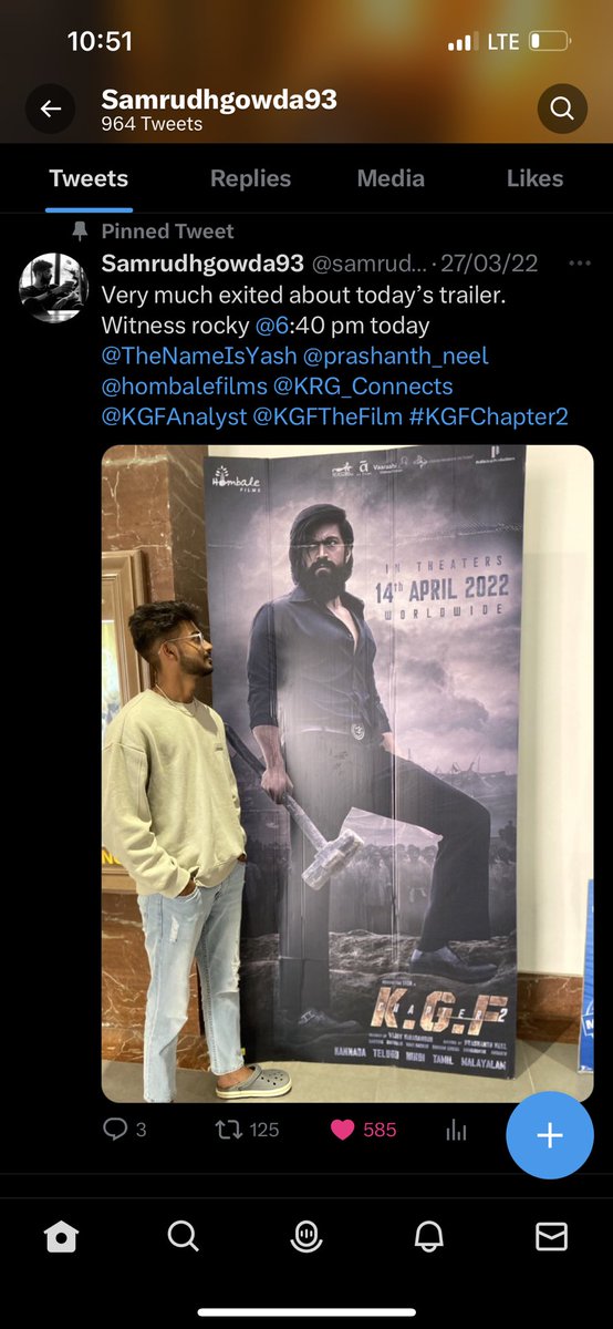 samrudhgowda93's tweet photo. One year ago today #KGF2 #kgftrailer https://t.co/jlJcGfmIOG