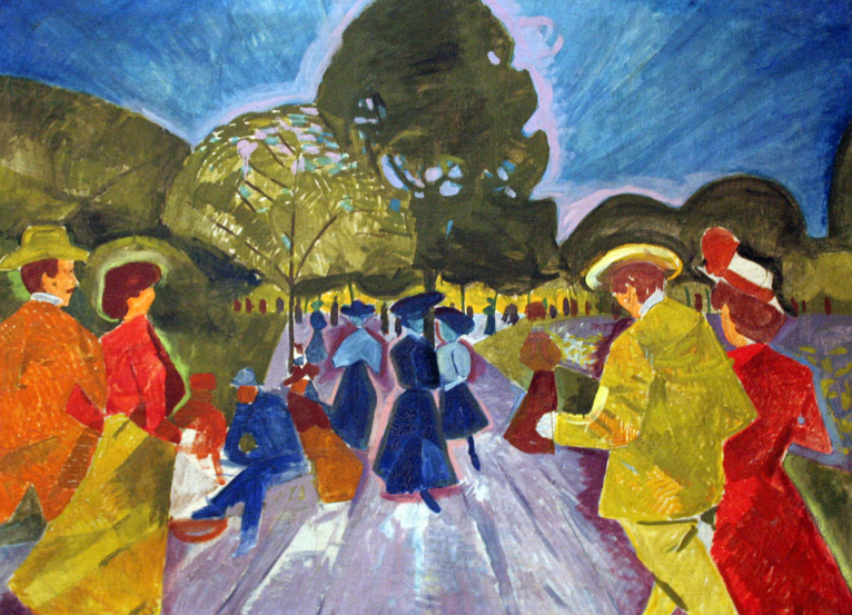 Promenáda v Riegrových sadech, Oil on canvas, 1907, Bohumil Kubišta.