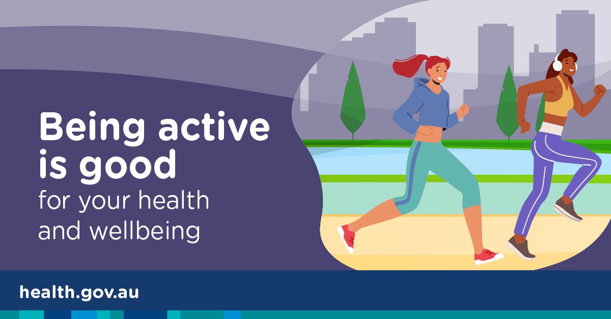 healthgovau's tweet photo. #PhysicalActivity is important at any age for your mental health and wellbeing.  

Check out what’s recommended in the physical activity guidelines for your age group at💻https://t.co/HypUZmrlSM https://t.co/PlgBt3SvHN