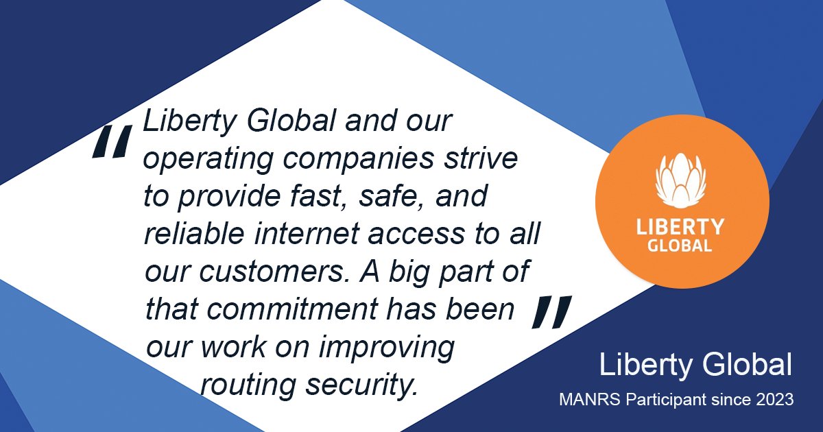 RoutingMANRS's tweet photo. Welcome to our newest network operator participant @libertyglobal (AS6830)
We're looking forward to working with you to reach your commitment to #ProtectTheCore https://t.co/IQMWzImQrx