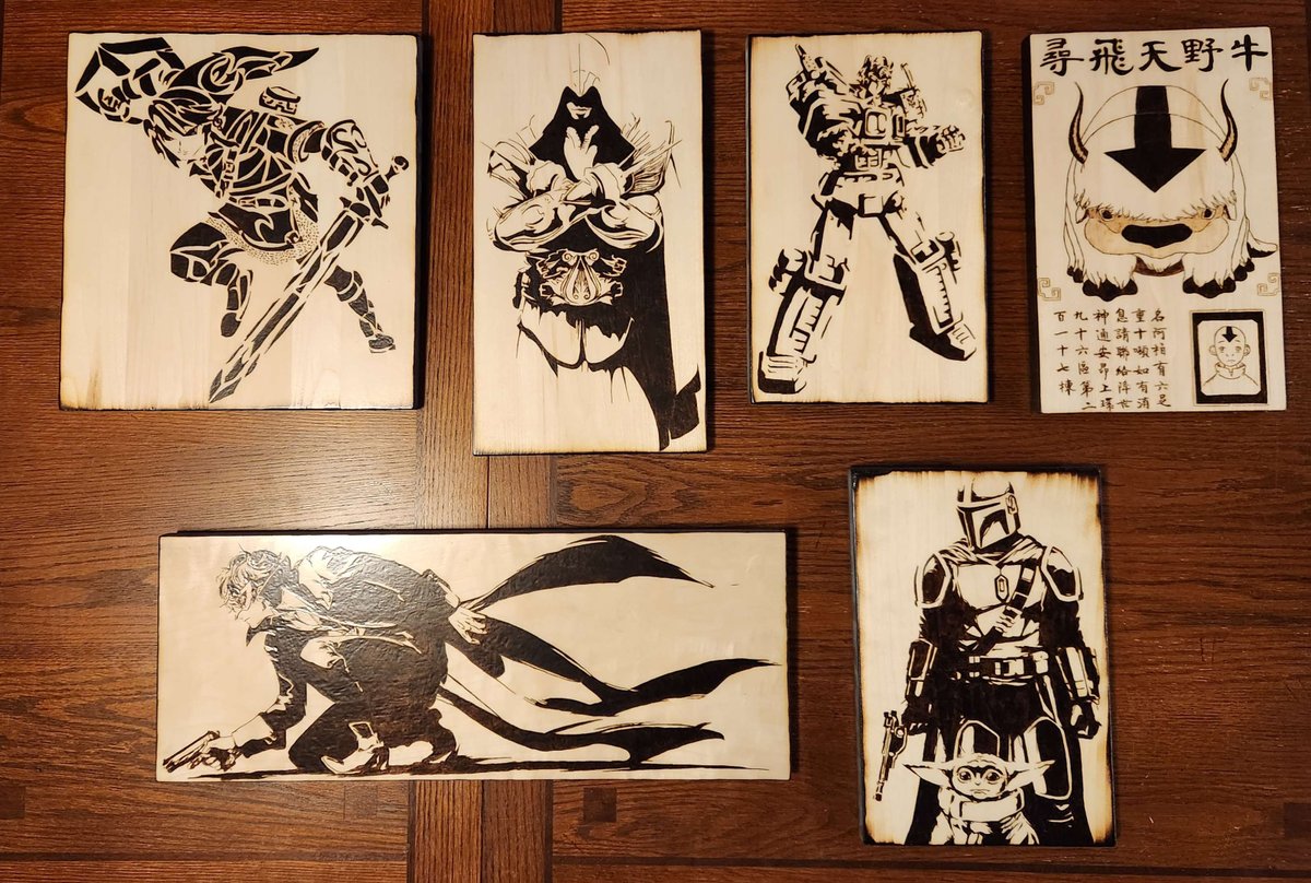 WoodburningTom's tweet photo. The Persona 5 piece is done! That makes 6 pieces for this spring's Cure For Crohn's 6 stream! https://t.co/jPMIzRPoG7