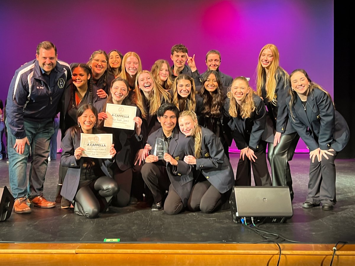 RamseyHSchorus's tweet photo. Congrats to The Ram Jams for taking 1st place at the @varsityvocals Mid-Atlantic Semifinal for the 3rd year in a row! A special congrats  to Gerry Alvarez and Chloe Yi for winning Outstanding Choreography awards! We are headed back to NYC in April for #ICHSA National Finals!!! https://t.co/1ixdj79mmt