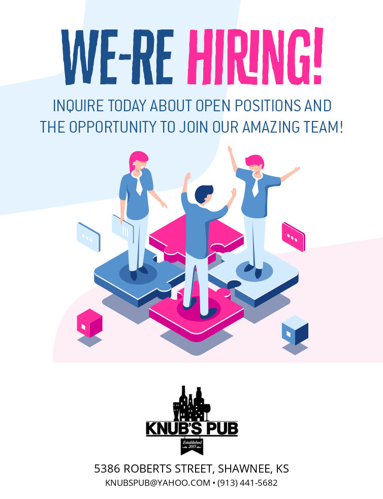 KnubsPub's tweet photo. We're hiring! Call, email or submit an inquiry today to learn more! https://t.co/MmKLLvvUwA https://t.co/SuAP05wM0I