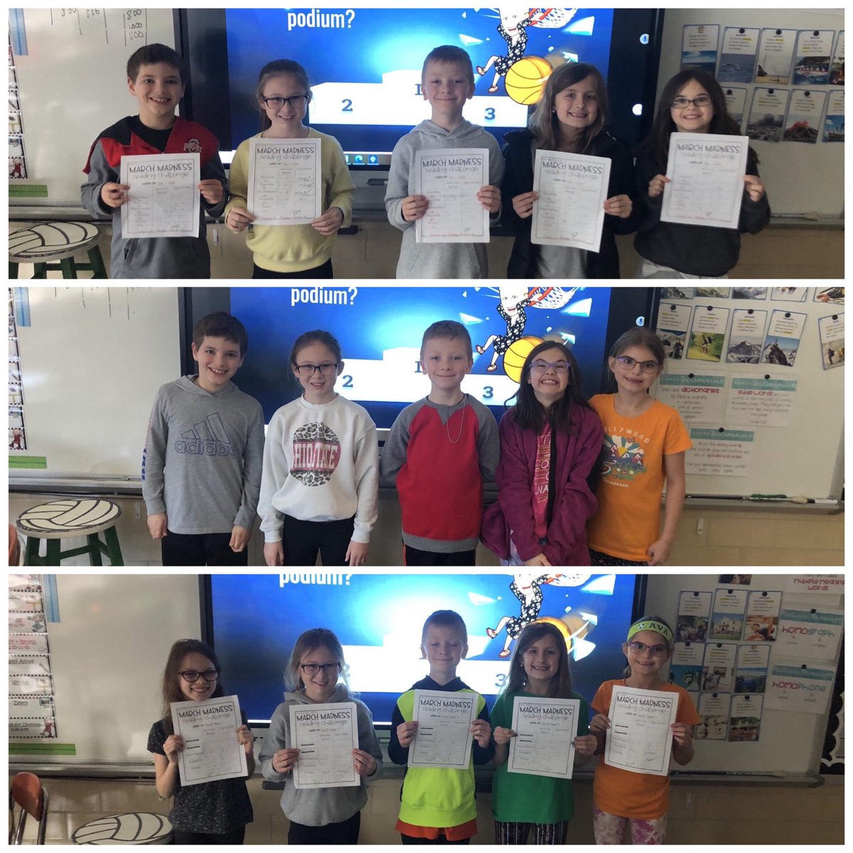 Mrs. Schlagheck’s class is participating in a March Madness Reading Challenge. 
The class read for 1,832 minutes last week! A new class record!  Each week the top readers are celebrated and names are drawn for raffle prizes.