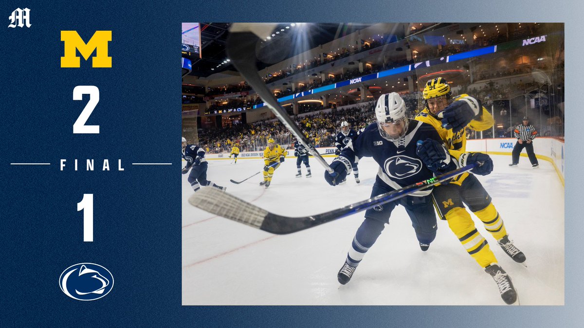 theblockm's tweet photo. With sophomore forward Mackie Samoskevich’s OT heroics, @umichhockey defeated @PennStateMHKY and advanced to its second-straight @NCAAIceHockey Frozen Four. https://t.co/nQlmuoiPHb