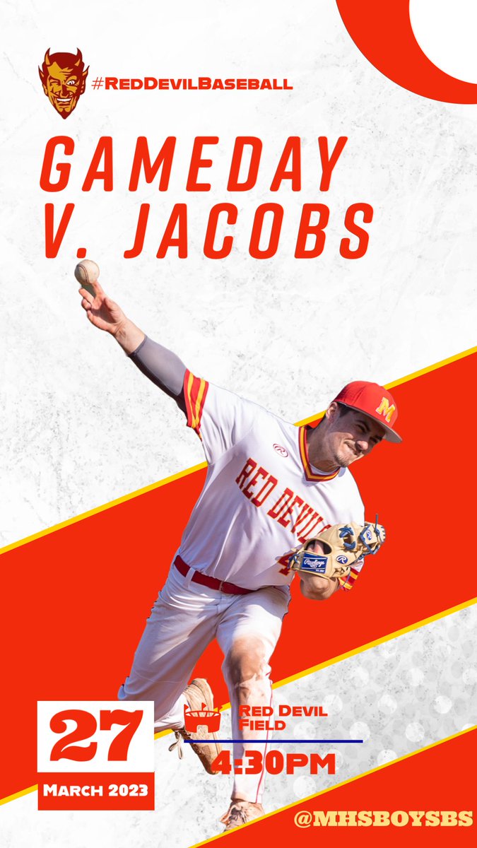 Gameday! First of four scheduled games this week

🆚 <a href="/HDJBaseball/">Jacobs Baseball</a> 
⏰ 4:30pm
📍 Red Devil Field

#RedDevilBaseball