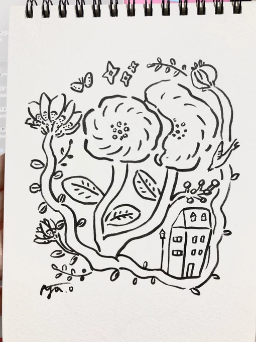 落書きスケッチブックをめくると突如出てくる別の人の落書きあるある…(最近は頭だけ人間に胴体も描くようになってきた) 