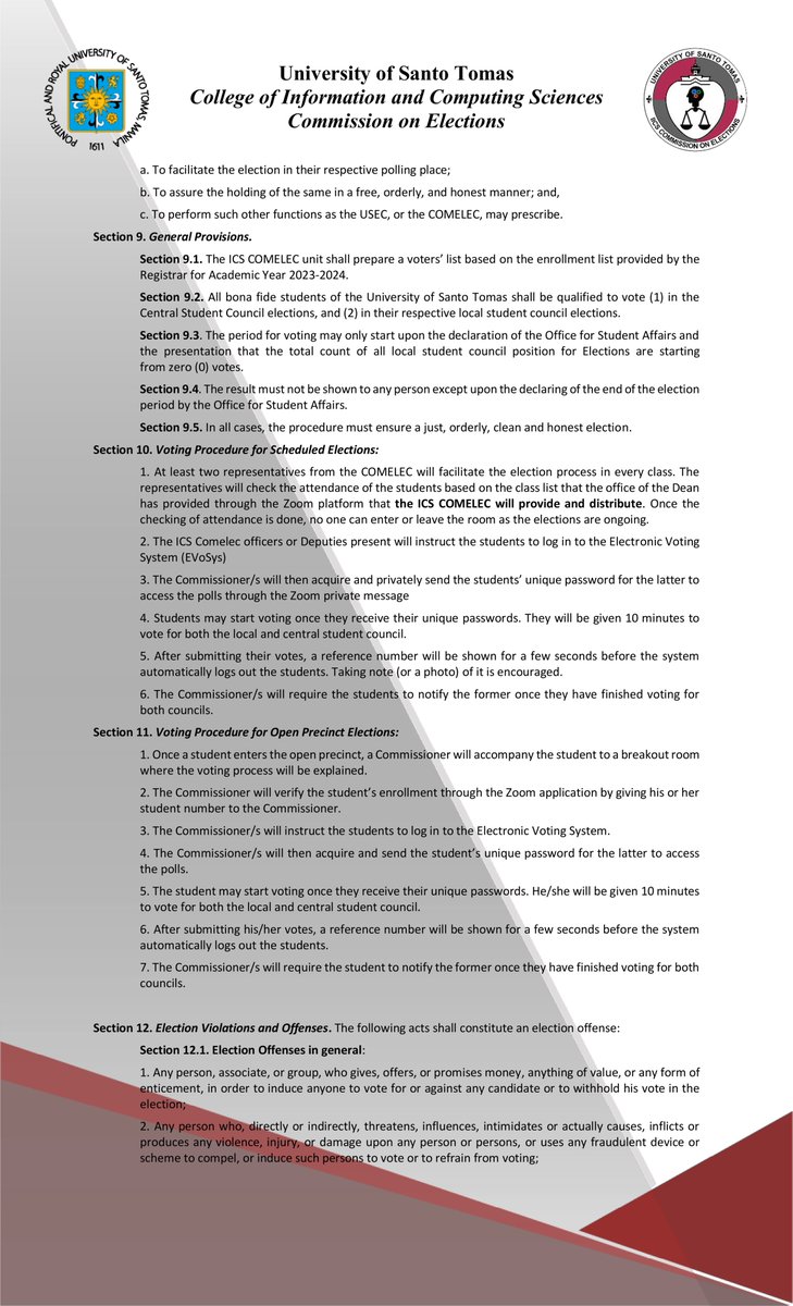 USTICSComelec's tweet photo. Resolution No. 9

Series of 2022-2023

IMPLEMENTING RULES AND REGULATIONS FOR THE CONDUCT OF ONLINE ELECTIONS FOR THE ELECTIONS OF THE COLLEGE OF INFORMATION AND COMPUTING SCIENCES FOR THE ACADEMIC YEAR 2023-2024 https://t.co/yK01ud9McM