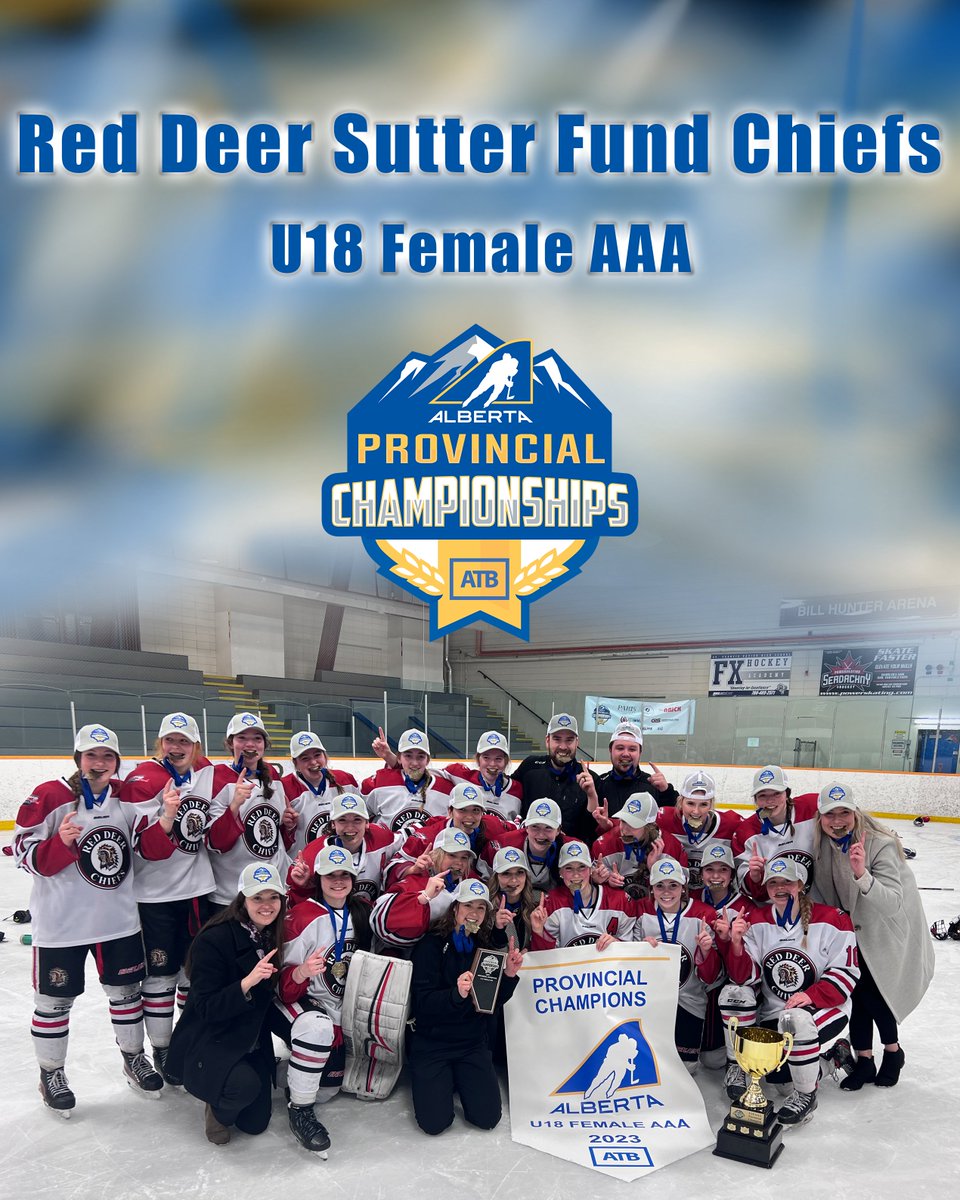 HockeyAlberta's tweet image. @reddeerhockey Sutter Fund Chiefs are your U18 Female AAA Provincial Champions!

#HAProvincials #TeamATB