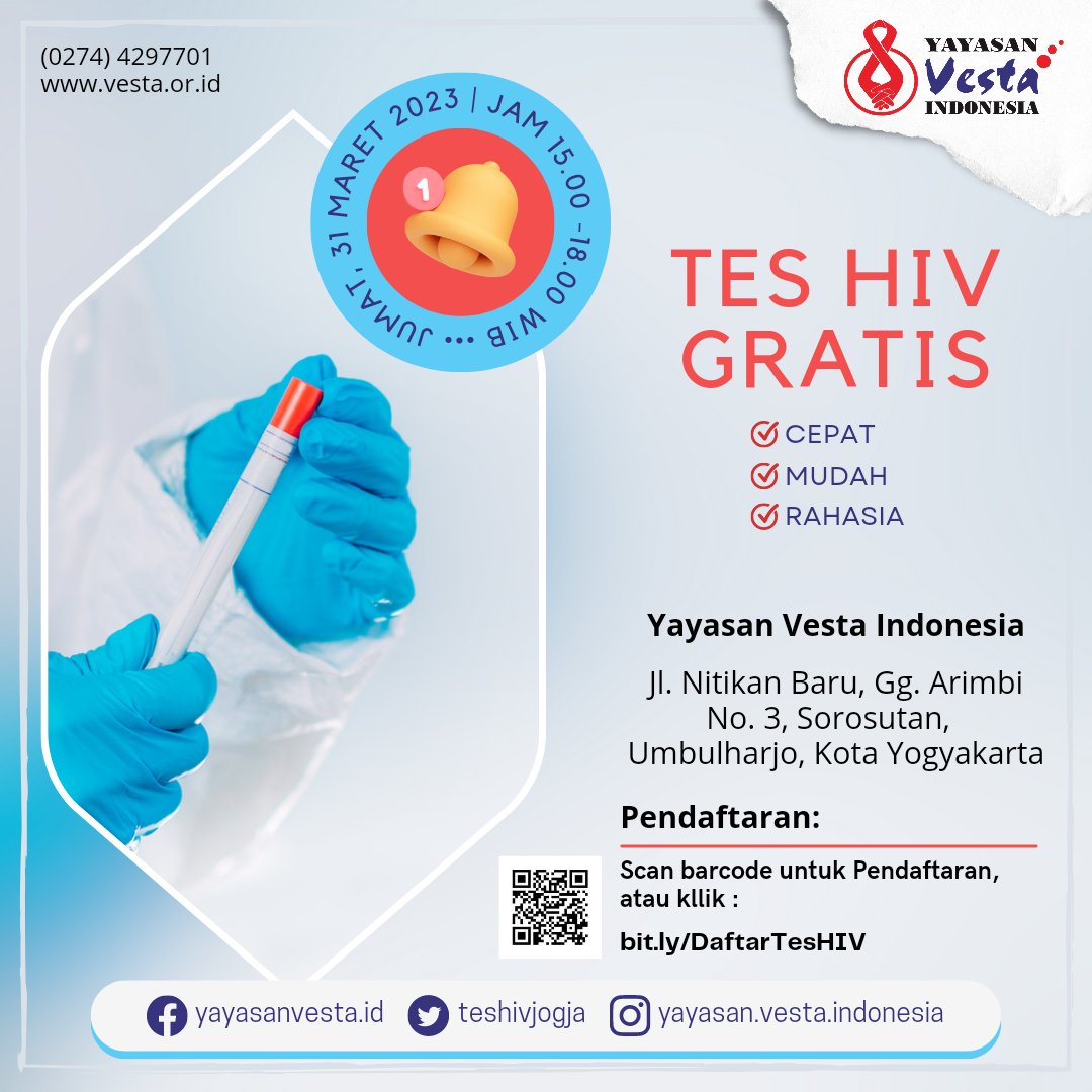 testjog_id's tweet photo. Silahkan scan barcode untuk pendaftaran, atau klik https://t.co/GWnFQuILkJ 🙏

#yayasanvestaindonesia #teshivjogja #gettested #staysafe #lifepositively https://t.co/3UW1neDz44
