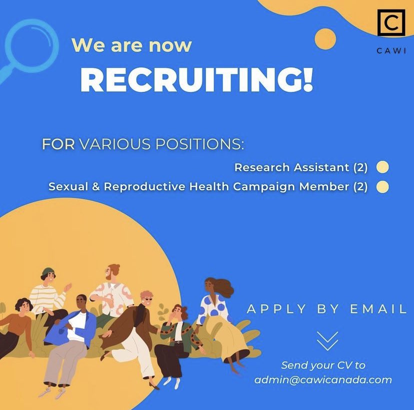 CAWI_CA's tweet photo. We are recruiting volunteers! Send your resume to admin@cawicanada.com by April 10th, 2023. https://t.co/p4czGlL24u