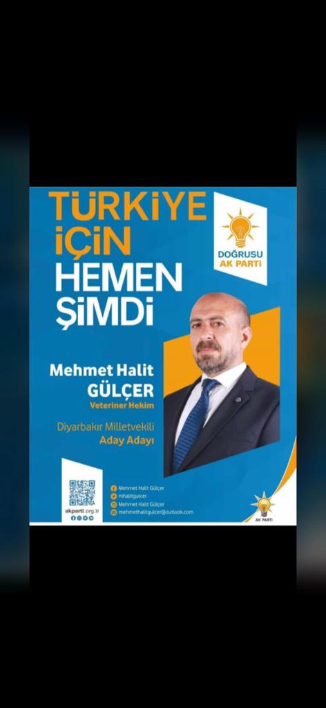 <a href="/RTErdogan/">Recep Tayyip Erdoğan</a> @sadece_semra Veteriner Hekim <a href="/mhalitgulcer/">Mehmet Halit Gülçer</a> 🇹🇷
Diyarbakır/Çınar ilçesi
Karacadağ Bölgesi
7 Aşiretin ve Bölge Köylerinin sevilen yüzü ve Ortk adayı.
<a href="/RTErdogan/">Recep Tayyip Erdoğan</a>
<a href="/Akparti/">AK Parti</a>
<a href="/aliihsanyavuz54/">Ali İhsan YAVUZ</a>