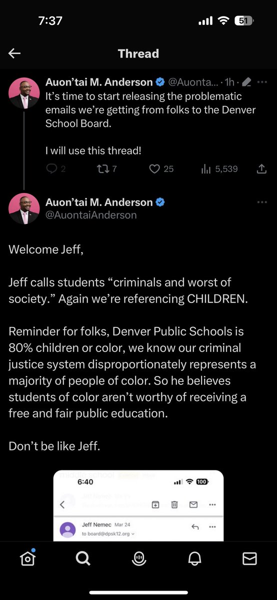 MayorBubblesCO's tweet photo. Tay Tay blocked me for my retweet. However, that never keeps me away. Here, in the 2nd photo, we can find him humiliating a concerned parent. #Denver #TayAnderson @DecayDenver @libsoftiktok https://t.co/bhbCOHfp5A
