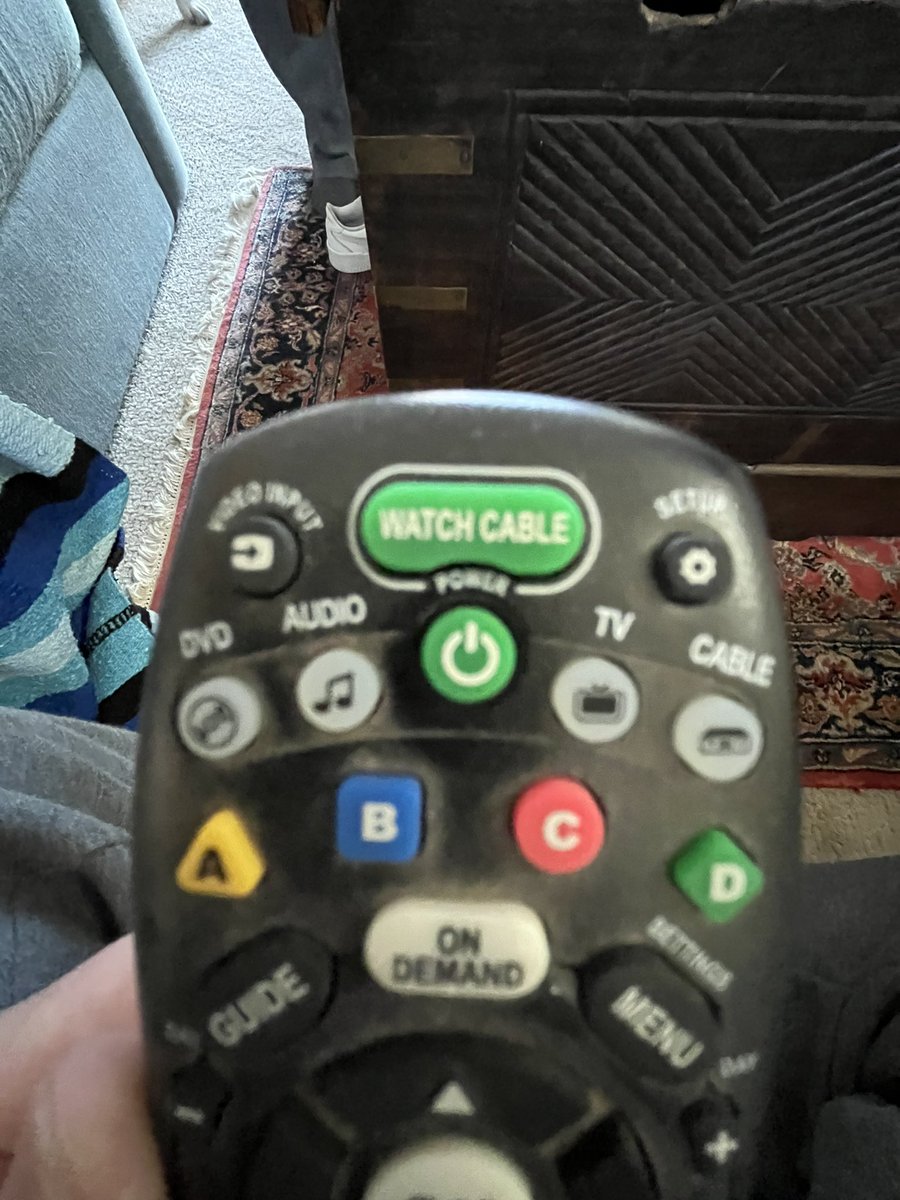 Zane72141387's tweet photo. Sorry guys I missed TOC tonight. Big fuck up on my part I will be watching and posting later on. In unrelated news saw the best button I’ve ever seen on a tv remote today. Death to all streaming services and let cable reign supreme.#TournamentOfChampions https://t.co/u6AQMNZ0yZ