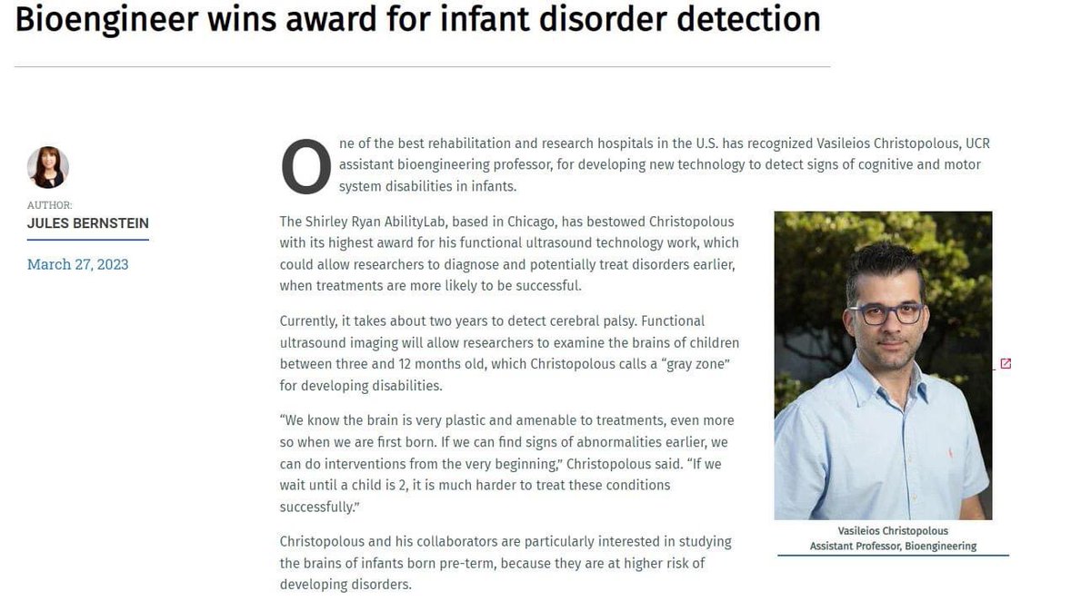 Thank you UC Riverside for advertising our award from the Shirley Ryan AbilityLab hospital to predict motor deficits early in infancy. @fUSI @MotorControl @infants