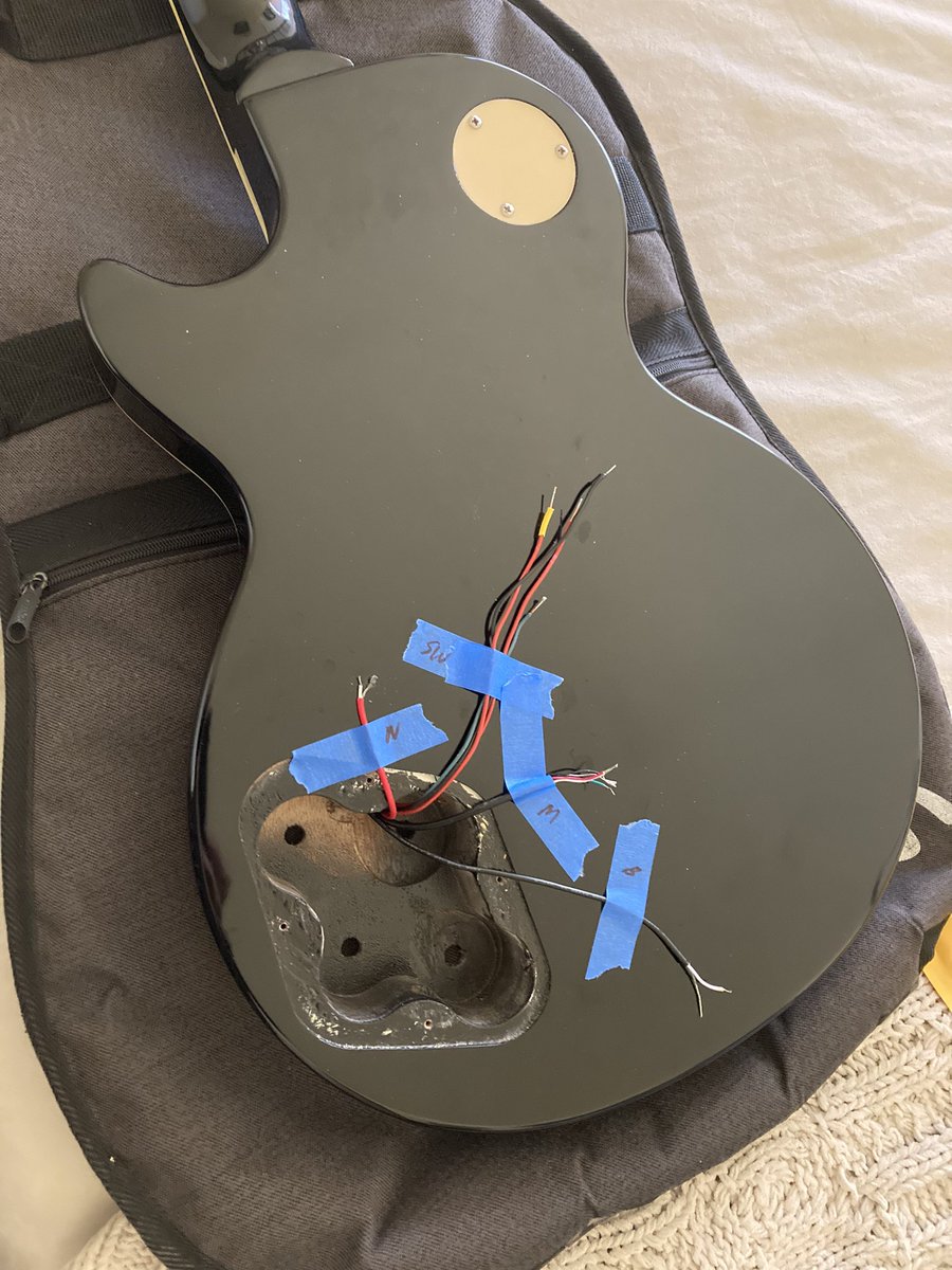 simplejamsYT's tweet photo. One step closer to soldering it all together! #vibrato is next.
#lespaul #lespaulcopy #lespaulstandard #luthiery #guitarist #guitarista #guitar #guitarbuilding #guitarbuilder #guitarbuild #flametopfriday #rocknroll #guitaristlife #naturalfinish #mapletop #humbuckers #bigsby https://t.co/kRr59nho0k