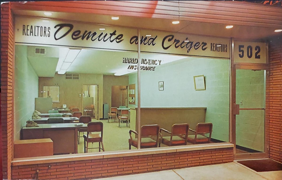 MichiganHist's tweet photo. Circa 1950s or early 60s postcard of Demute &amp; Criger realtors at 1514 E 11 Mile in Royal Oak that I recently acquired https://t.co/QoriBpMzDY