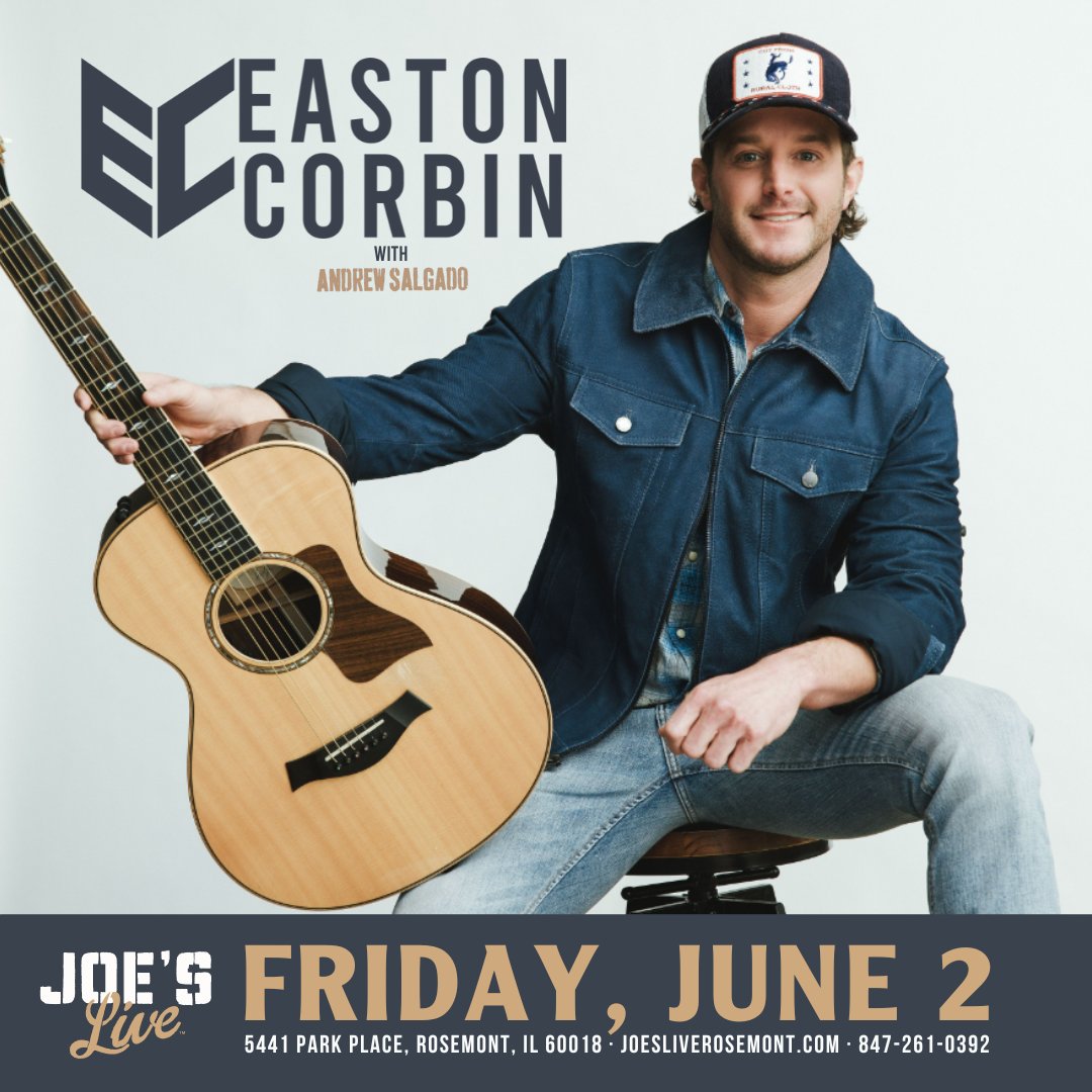 Joe's Live Rosemont (@joesrosemont) on Twitter photo ON SALE NOW | <a href="/eastoncorbin/">Easton Corbin</a> with Andrew Salgado comes to Joe's Live on Friday, June 2! Tickets are on sale now at joesliverosemont.com
🎟 bit.ly/42sOiCi ON SALE NOW | <a href="/eastoncorbin/">Easton Corbin</a> with Andrew Salgado comes to Joe's Live on Friday, June 2! Tickets are on sale now at joesliverosemont.com
🎟 bit.ly/42sOiCi
