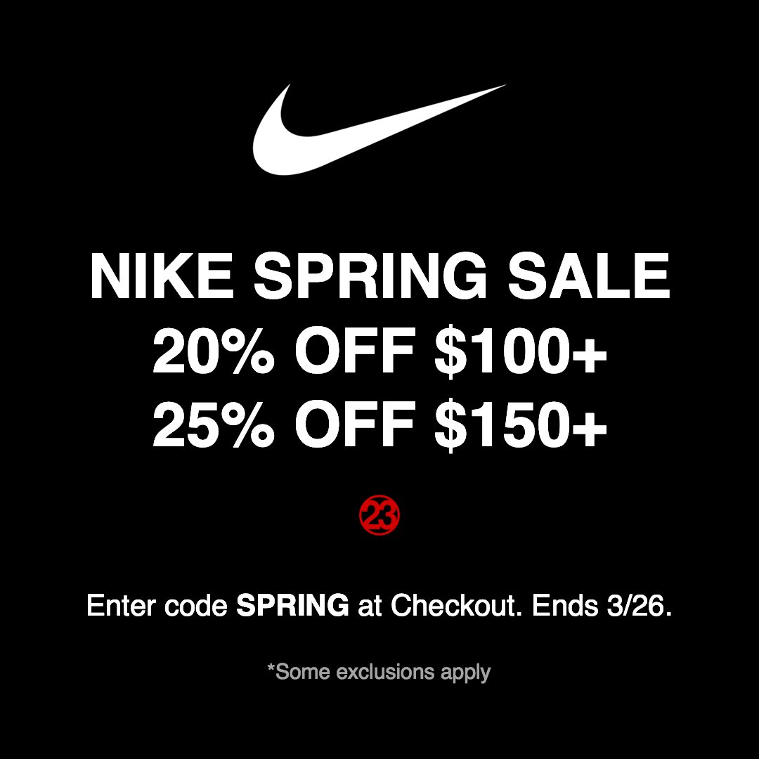 J23 iPhone App Twitter: "LAST HOURS: NIKE SPRING SALE on @nikestore 20% OFF $100+ 25% OFF $150+ use SPRING at checkout Shop Jordan -&gt; https://t.co/t62ShzH9Hb Mens -&gt; https://t.co/zkSrMgW7ac Womens -&gt;