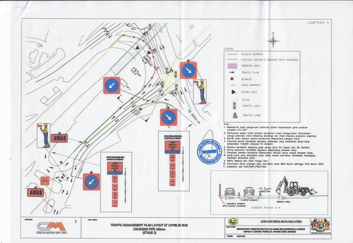 NOTIS PEMBERITAHUAN

PENUTUPAN JALAN UTAMA FT10 DI HADAPAN PETRON DAN GOBANG LAMA SECARA BERPERINGKAT BAGI KERJA-KERJA PENGALIHAN PAIP

TARIKH PELAKSANAAN : 28 MAC 2023-31 MAC 2023

(10.00 MALAM - 05.00 PAGI)

SEBARANG KESULITAN AMATLAH DIKESALI