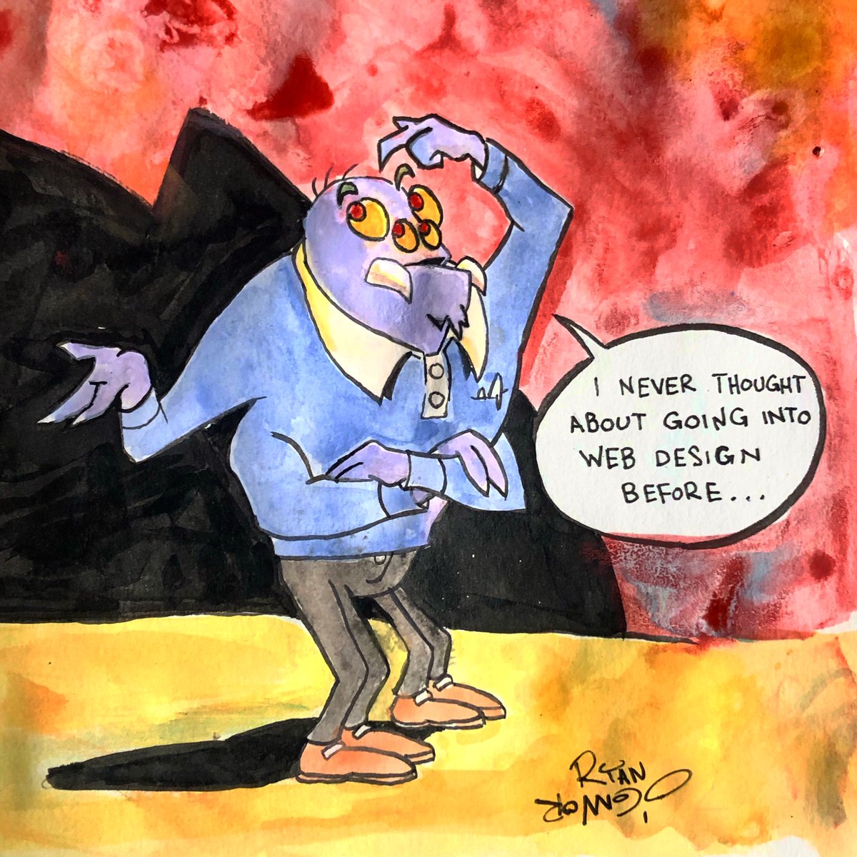 wrangleshank's tweet image. Itt from IT. (Computer bug) -Ryan O’Connor #spider #computerbug #comic #dailydrawing