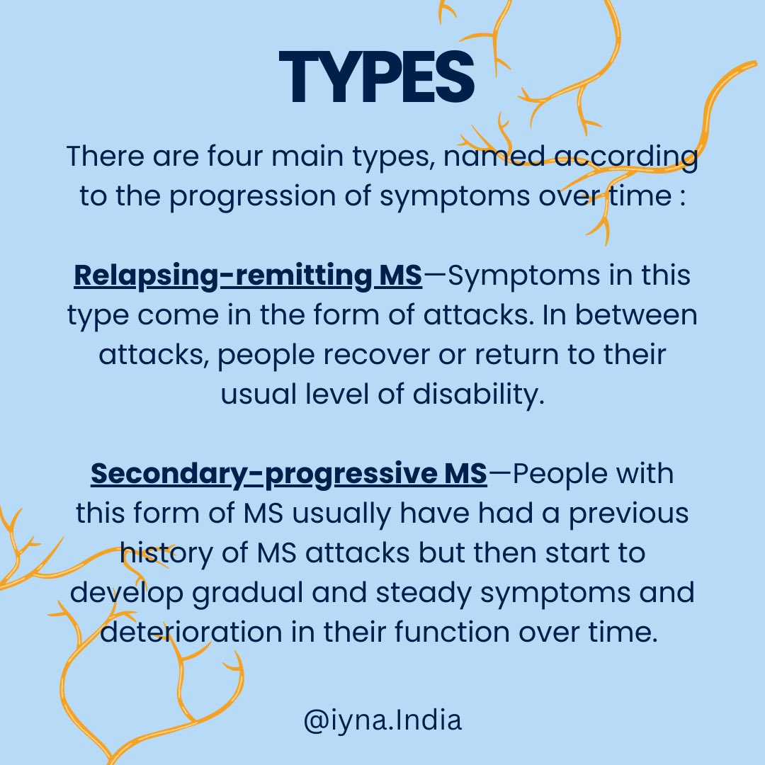 IYNAIndia's tweet photo. March is observed as Multiple Sclerosis Awareness
Month!
->Here are a few things about MS:
~ MS symptoms can range from mild to severe, since MS is unpredictable and often varies from person to person.
Symptoms may include numbness to the limbs, paralysis or loss of vision. https://t.co/aJsJcFOQL3