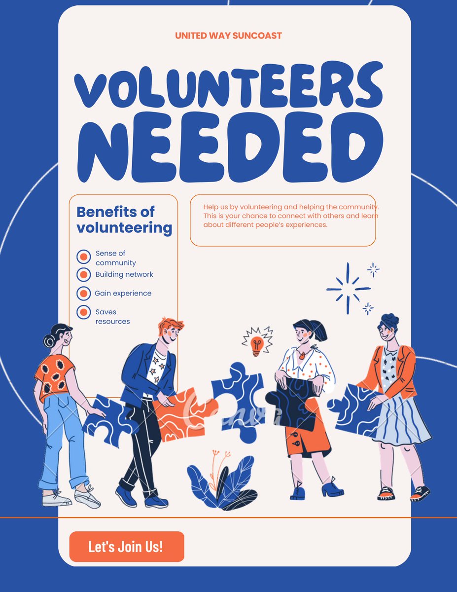 Day 4: Benefits of Volunteering
Volunteering not only helps those you are helping but you too! 

There are many benefits of volunteering at @UWSuncoast 
#volunteer #unitedwaysuncoast #help