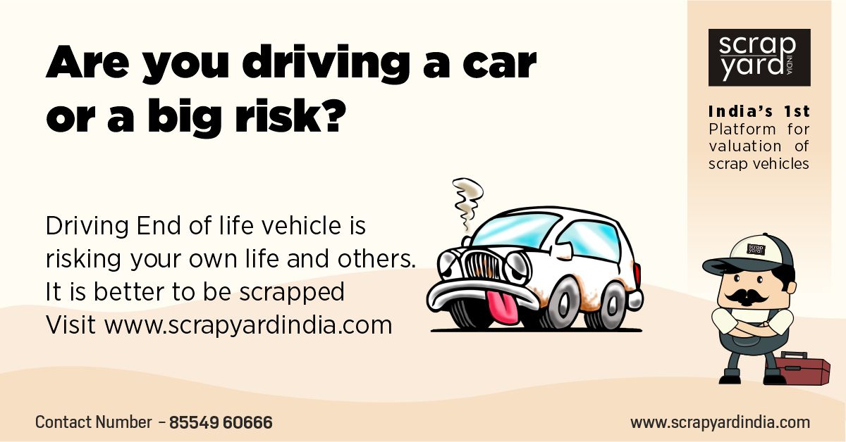 scrapyardindia's tweet photo. Driving End of Life Vehicle is risking your own life and others. It is better to be scrapped Visit https://t.co/bgRjB2ZDIa or call 8554960666
#scrapmycar #vehiclescrapping #vehiclerecycling #carvaluation #scrapprice #endoflifevehicle #elvscrapping #scrapyardindia https://t.co/FyH2IGio0J