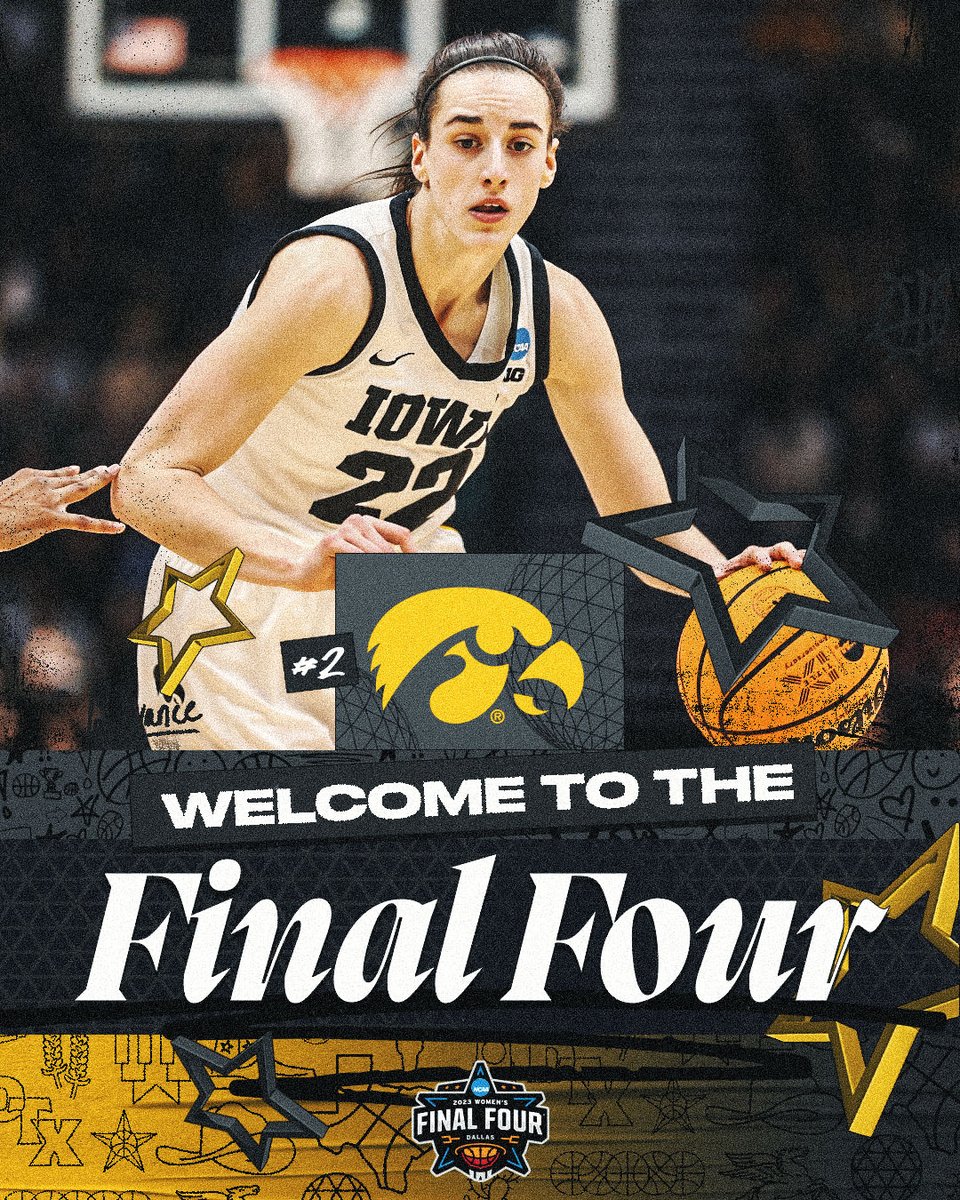 MarchMadnessWBB's tweet photo. Dancing to Dallas 💃

@IowaWBB outlasts Louisville in a 97-83 victory and heads to the 𝐅𝐈𝐍𝐀𝐋 𝐅𝐎𝐔𝐑 for the second time in program history!

#MarchMadness https://t.co/rHV4xfDUTh