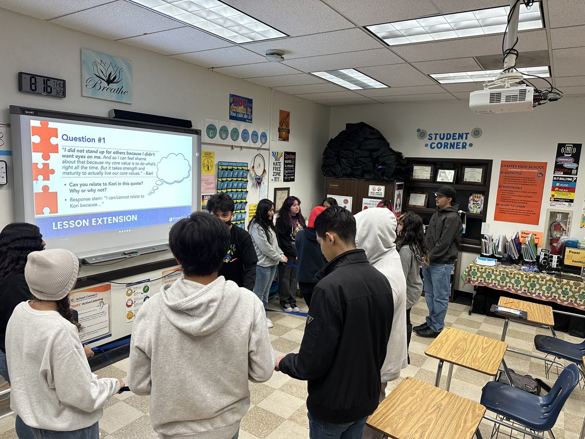 Loop groups for Thursday’s lesson on Courage to Stand lesson. The strategy was so engaging for students. We took a group breath, passed the knot, and then played look again—so we could see each others perspective. My SEL class is so awesome! ❤️🌞