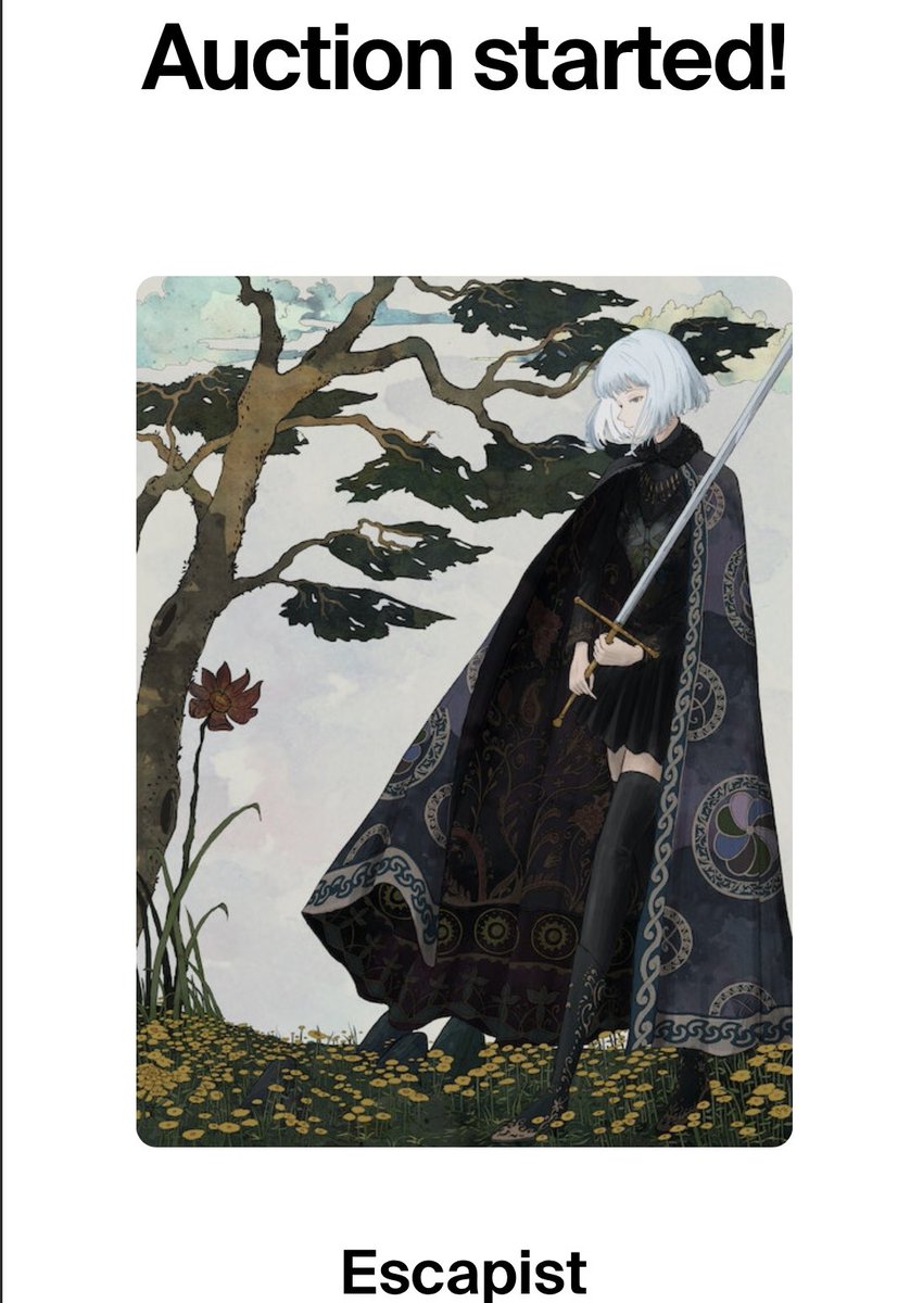 Gm!
“Escapist” auction is live!
First bid started by great artist <a href="/RadStarwolf/">Starwolf</a> ! Thank you so much Rad, I feel honored 🙏🏼🖤🌘