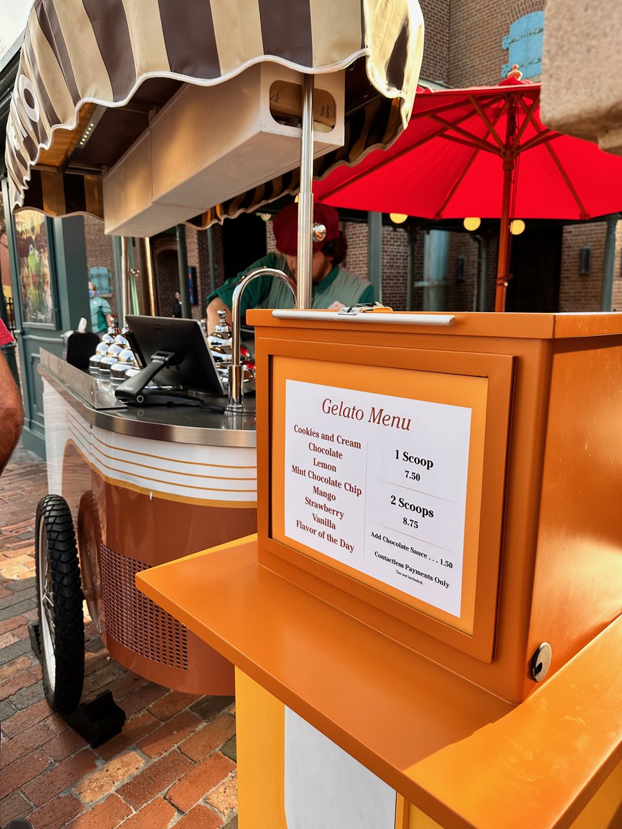 There's a new gelato cart in Muppets Courtyard at Hollywood Studios and the pricing looks like some 'Fozzie' math. 
One scoop for $7.50 and two for $8.75?

#wdw #disneyparks #orlando #florida #disneytravel #HollywoodStudios