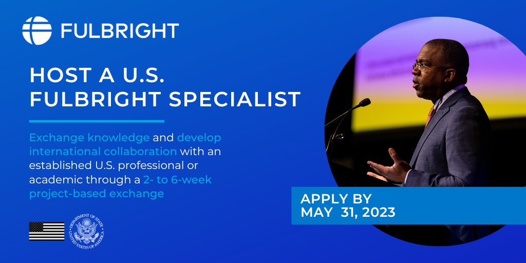 MACEE_Fulbright's tweet photo. ANNOUNCEMENT: U.S. FULBRIGHT SPECIALIST 

Application to invite a U.S. Fulbright Specialist to collaborate with your organization is open! 

More info in the Q&amp;A Webinar on Friday, 7 April 2023 at 10:00 am. Register:  https://t.co/ShmYLw8Mw3 
Visit: https://t.co/GoVQwWFyUM https://t.co/aIy3buxD2O
