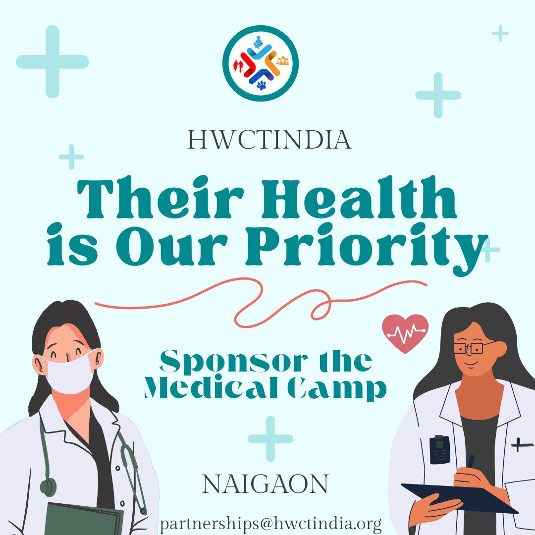 hwctindia's tweet image. Hwctindia is #proposing the #𝐌𝐞𝐝𝐢𝐜𝐚𝐥 𝐂𝐚𝐦𝐩 for over 200 under #privileged children and individuals with #General #BodyCheckup, #DentalCheckup and #Nutrition Assesment from its facility at #Naigaon.

m.paytm.me/HWCT

partnerships@hwctindia.org  

#healthiswealth