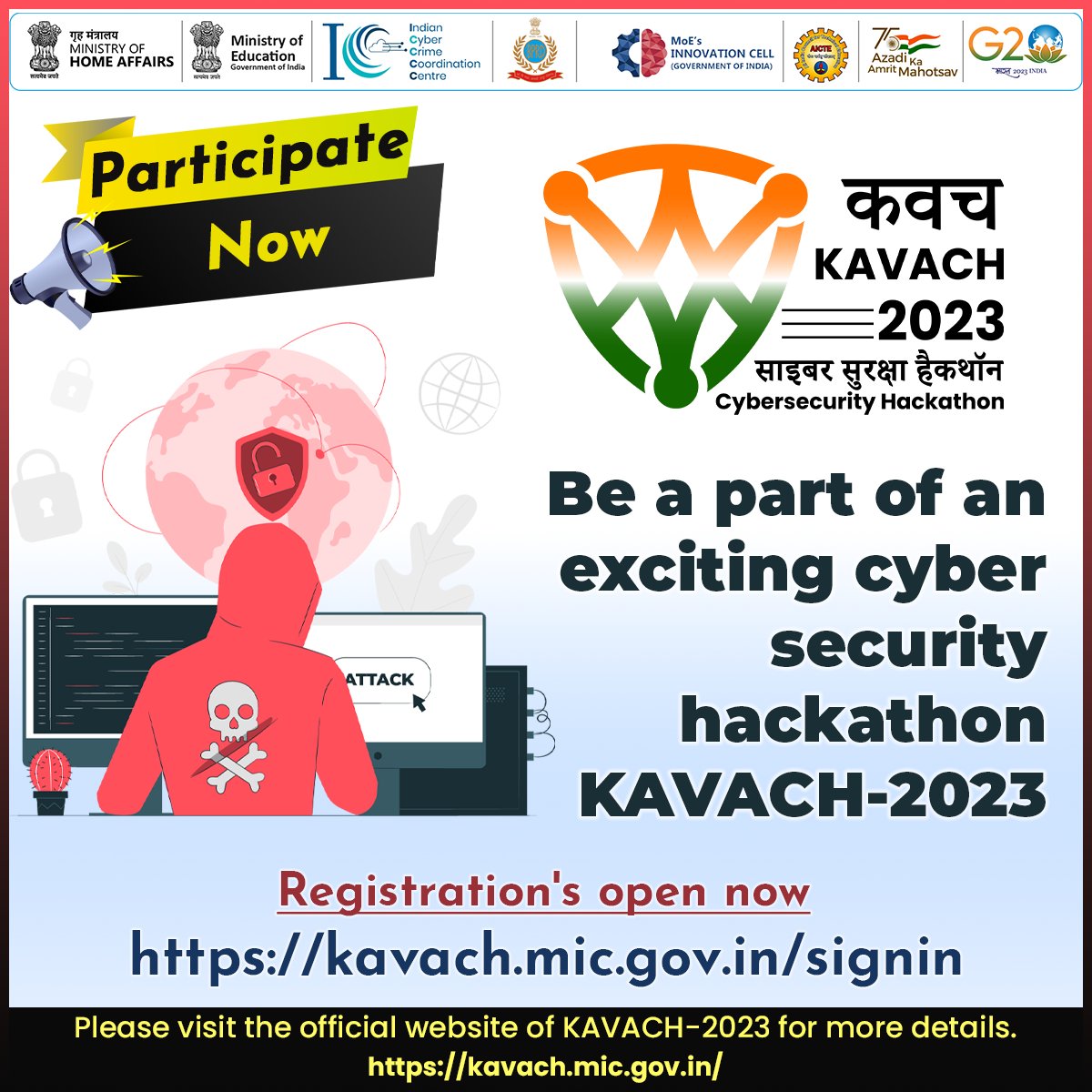 mhrd_innovation's tweet image. Here is your chance to make a real impact. Cybersecurity national hackathon #KAVACH2023, is open for registration. Join and collaborate with top minds &amp;amp; experts to solve pressing cybercrime issues. Register now
kavach.mic.gov.in/signin