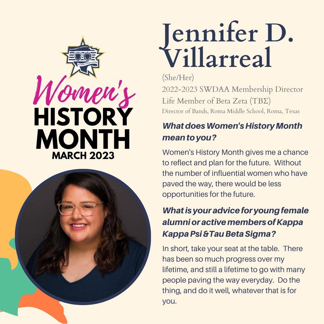 SWDAlumni's tweet photo. Throughout March, we will be featuring the amazing women who contribute to SWDAA's work. Today we feature, Jennifer D. Villarreal! We asked her some questions and this is what she had to say.
.
.
#WomensHistoryMonth #SWDAA #WomenInMusic #WomenOfSWDAA https://t.co/rZVhkAfX1r