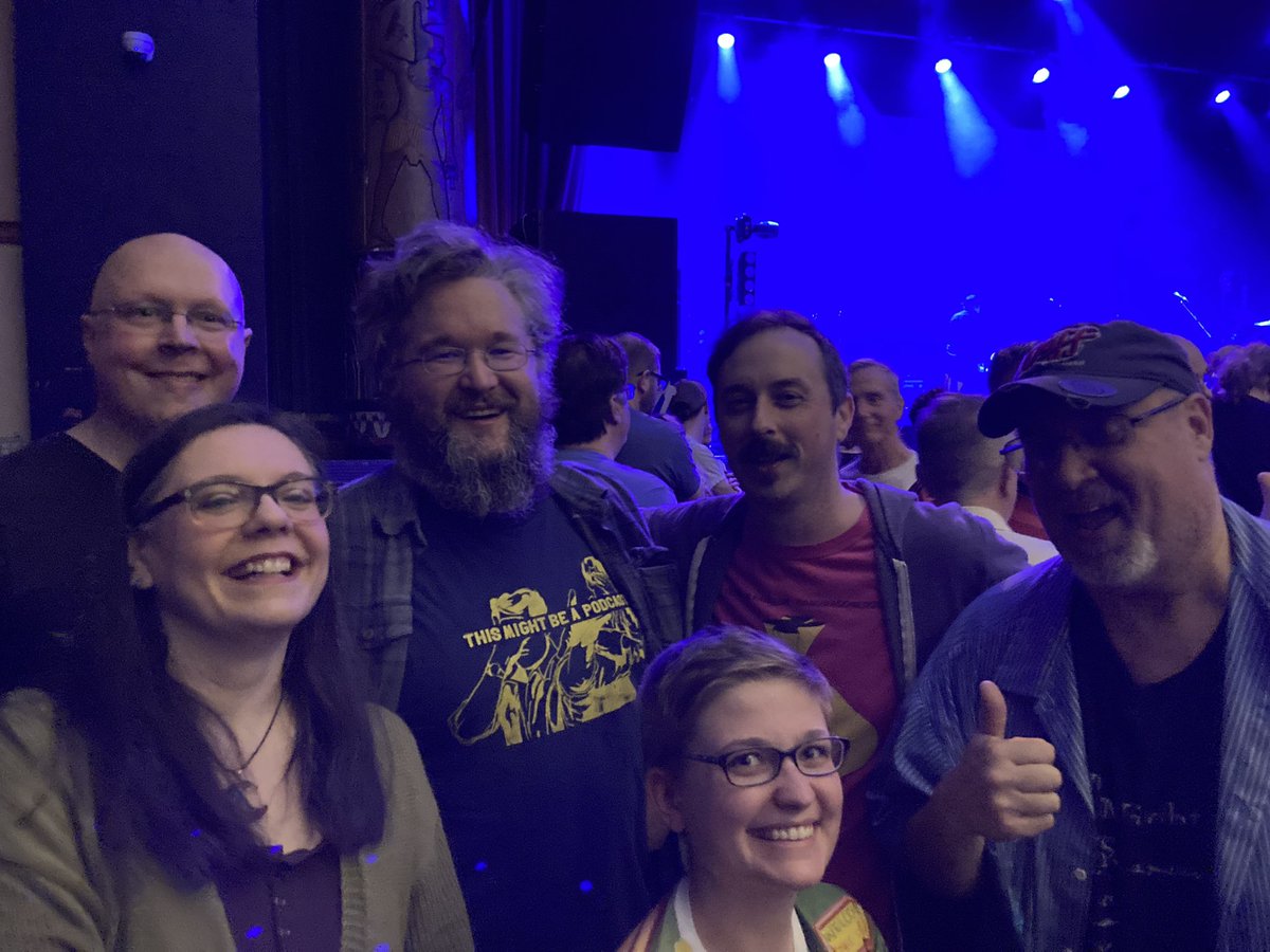 ThisMightBeAPod's tweet photo. A strong showing of TMBP guests at the Indianapolis show tonight!! Such an amazing time! @AudioMyo @DanaViperizes @basicsaurusjess @KenSimpson14 https://t.co/Lf8EtopN8h