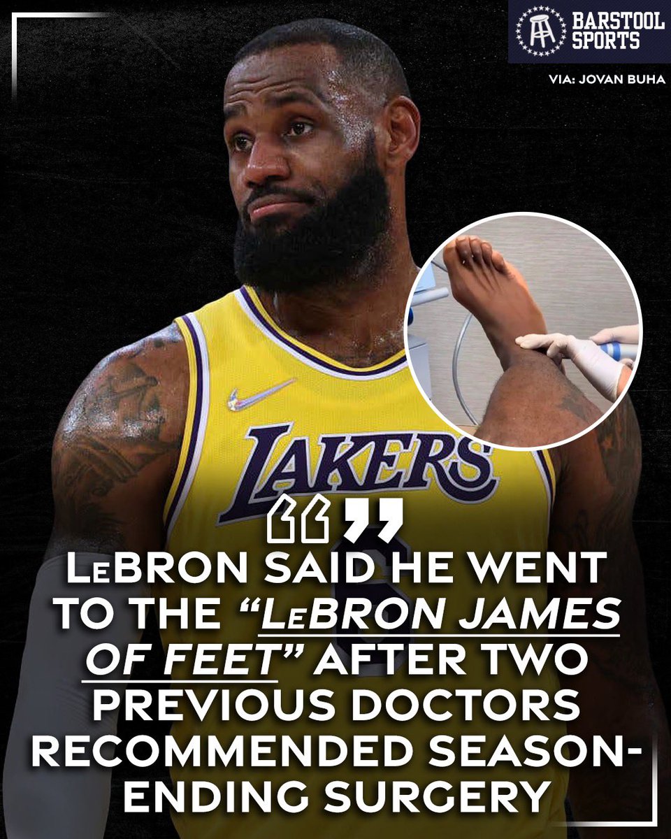 barstoolsports's tweet photo. LeBron finding a way to brag about his injury recovery is peak LeBron https://t.co/Ona3x46s7z