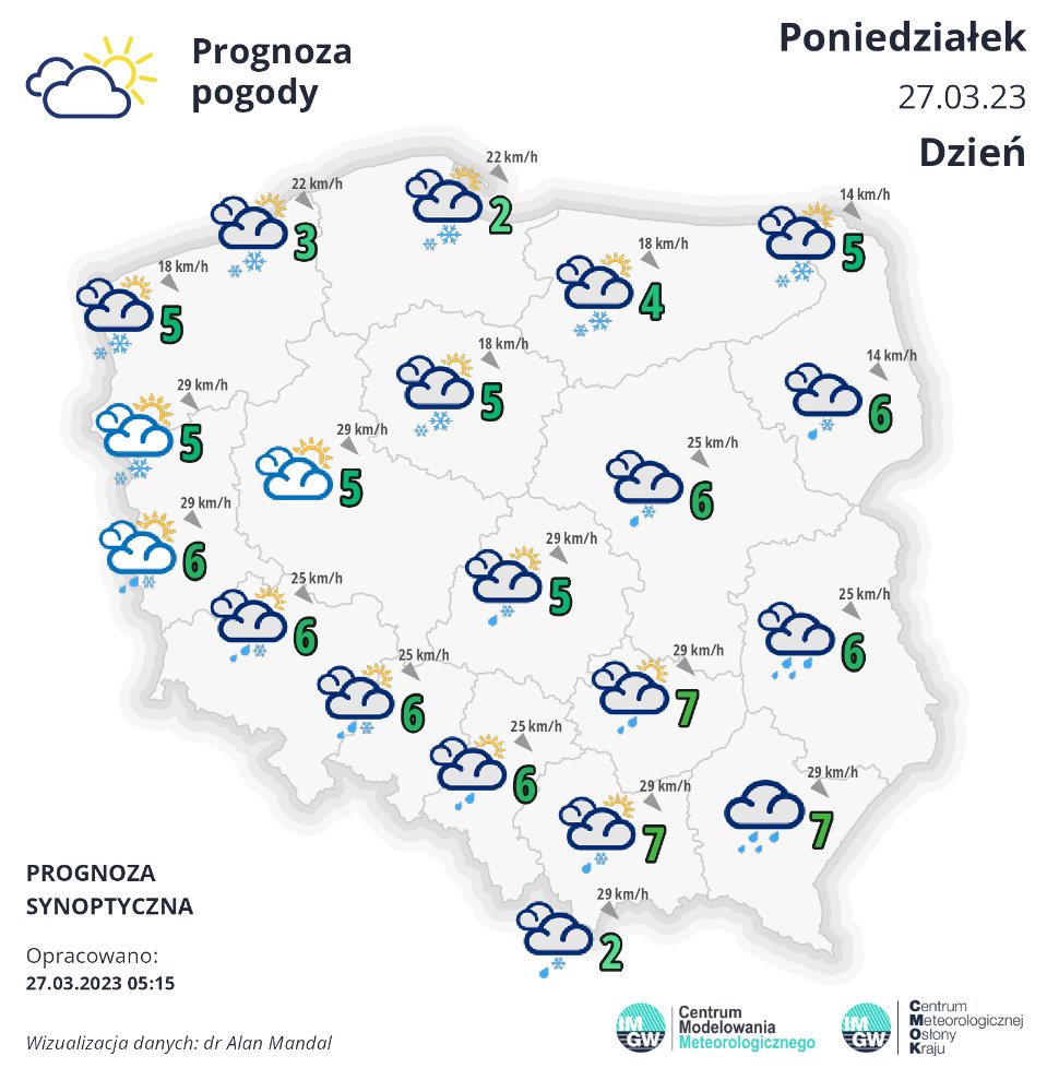 Wiosenne Topnienie śniegu Połączone Z Opadami Deszczu IMGW-PIB METEO POLSKA on Twitter: "W dzień zachmurzenie duże i