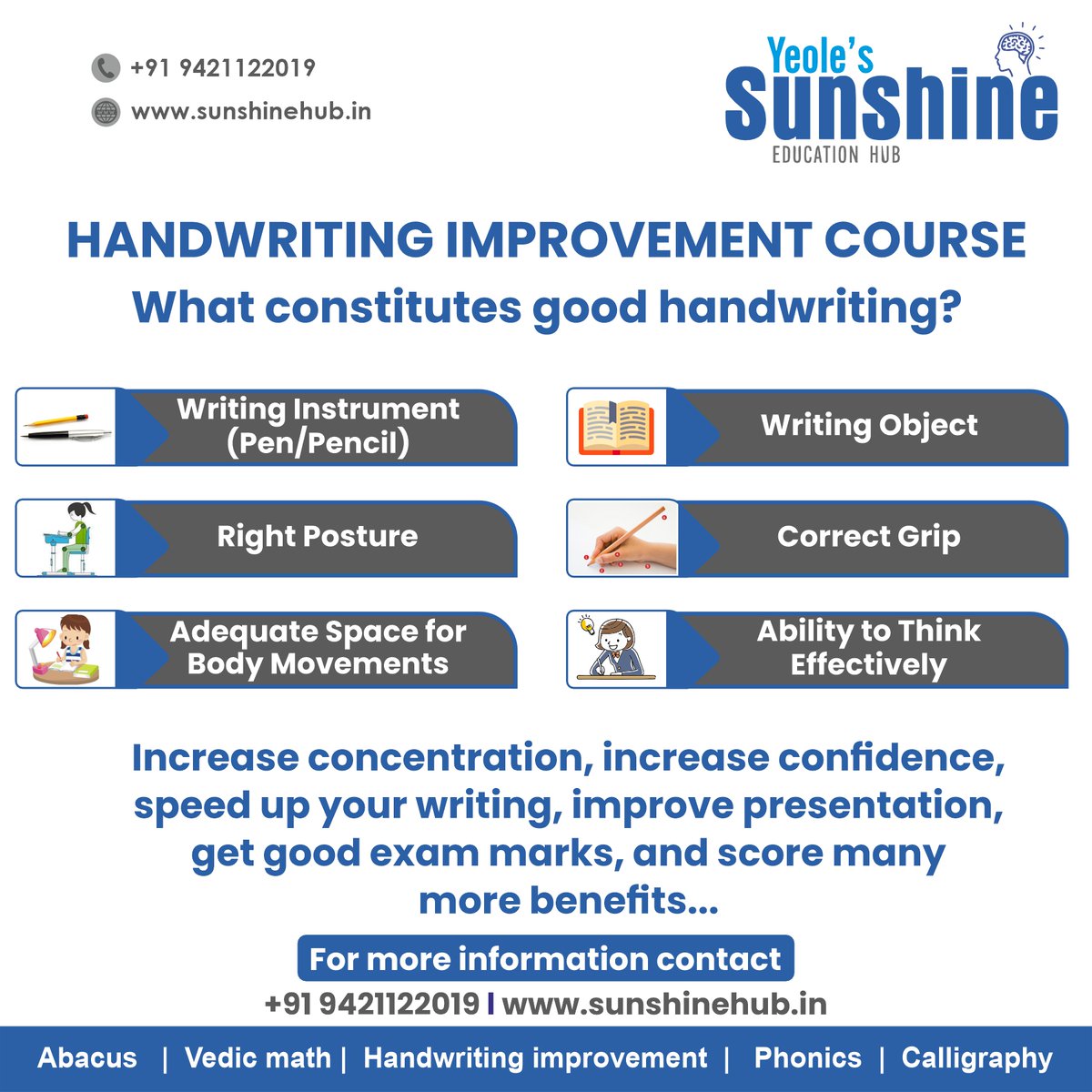 jayesh0801's tweet photo. HANDWRITING IMPROVEMENT COURSE
What constitutes good handwriting?
Writing Instrument (Pen/Pencil)
Writing Object
Right Posture
Correct Grip
Adequate Space for Body Movements
Ability to Think Effectively
Increase concentration, increase confidence, 
speed up your writing https://t.co/WbaiMbxB2F