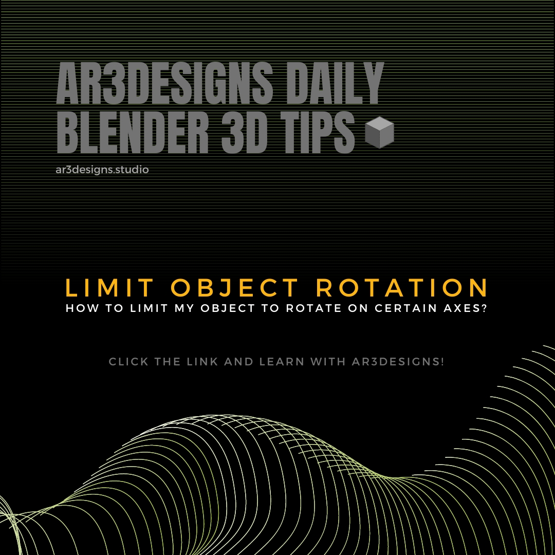 ar3designs's tweet photo. AR3Designs Daily Blender 3D Tips
HOW TO LIMIT MY OBJECT TO ROTATE ON CERTAIN AXES?
https://t.co/nTtIn6sWnT

#ar3designs #ar3d #blender #blender3d #3d #tutorial #3dmodeling #daily #limitobjectrotation #limitrotation #constraintproperties #3danimation #objecttransform #canningclamp https://t.co/yHCcnnx3OH
