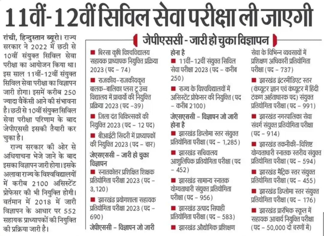 JmmJharkhand's tweet photo. #JPSC/#JSSC की जल्द ली जायेगी कई परीक्षाएं।
@HemantSorenJMM https://t.co/uH3KJNaFBx
