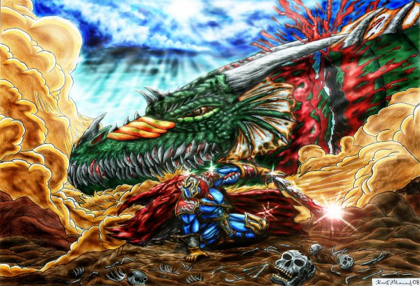 An oldie. Death of the Mountain Dragon! 18"x 24" Done in inks and color pencil. Enjoy!
#dragons #horror #medieval #indiecomics #webtooncanvas #webcomics #webmanga #webcomicseries #indiecomics #supportcomics #DigitalComics #scarystories #ComicsForEveryone #inks #TrendingNow #hero