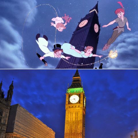 RelatocuriosoK's tweet photo. - Peter Pan
 El Big Ben se dejó ver en la mítica secuencia en la que los personajes de la película sobrevuelan la ciudad de Londres (Reino Unido). https://t.co/n0aPaiDFx6