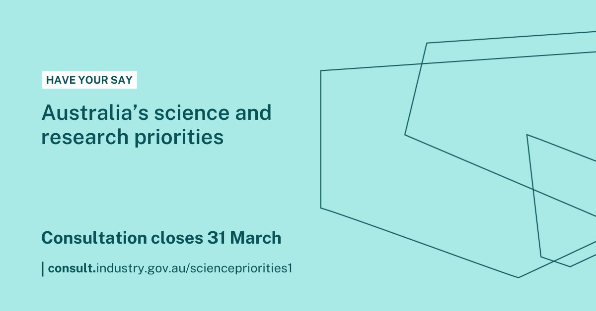Have you added your voice to the national conversation on #AusScience #SciencePriorities?

Have your say on our consultation hub by this Friday 31 Mar: consult.industry.gov.au/sciencepriorit…